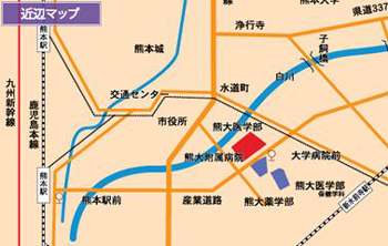 熊本大学医学部附属病院地図