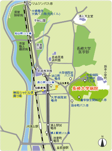 熊本大学医学部附属病院地図